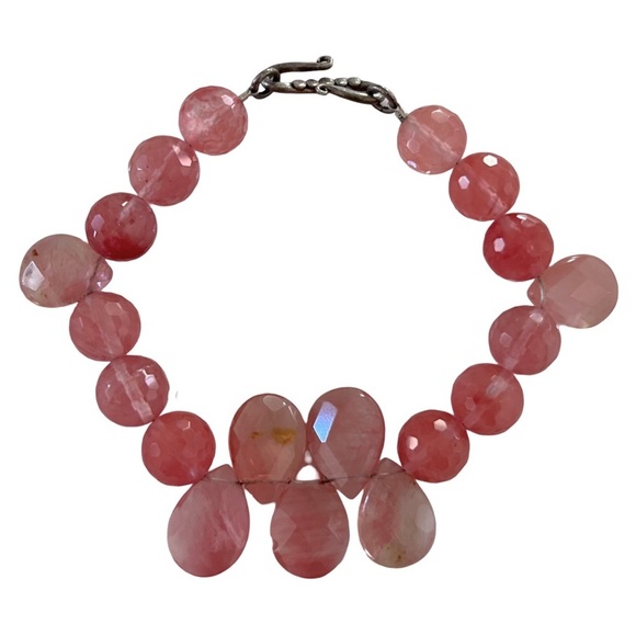 Elegant Light Pink Beaded Stone Jewels Infinity Accent Bracelet - Picture 1 of 5